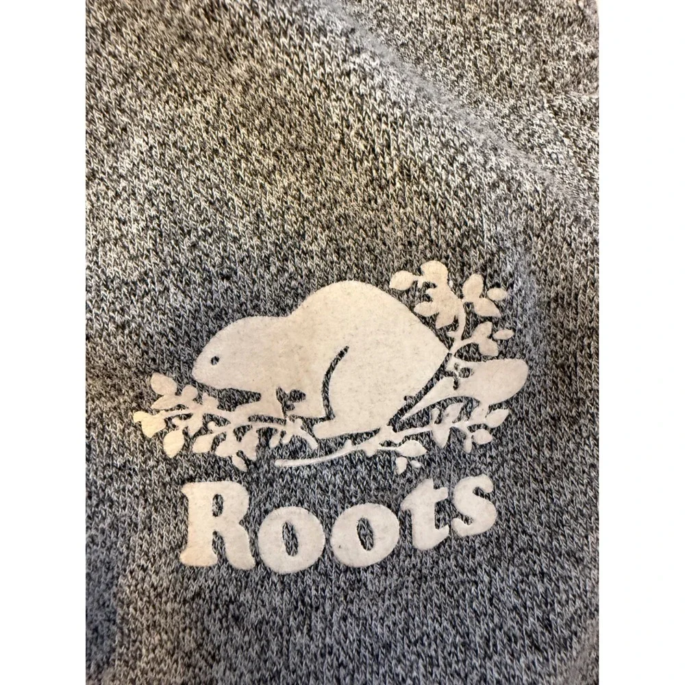 Roots Salt & Pepper Grey Sweatpants Beaver Logo Graphic Joggers Mens Small